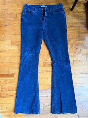 The Chords & Co Dark Blue Corduroy Flared Trousers - Women
